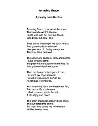 Amazing Grace - Lyrics page