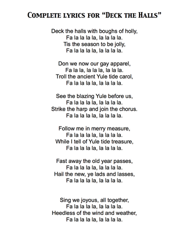 Deck the Halls - Lyrics page