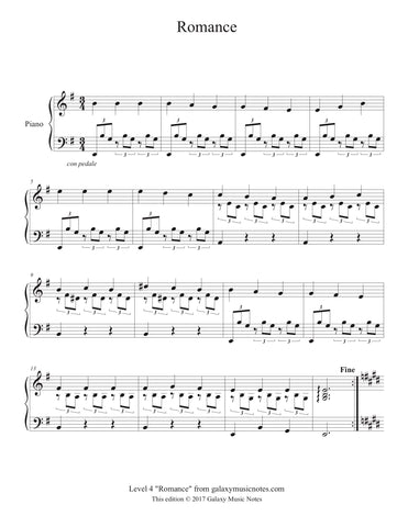 "Romance" Level 4 - Piano sheet music - Page 1