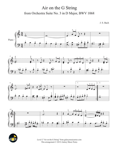 Air on the G String: Level 2 - Piano sheet music - page 1