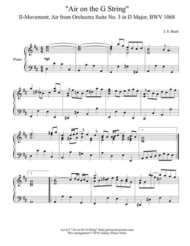 Air on the G String: Level 5 piano sheet music - Page 1