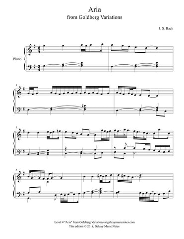 Aria: Goldberg Variation Level 4 - 1st music page