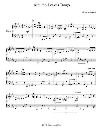 Autumn Leaves Tango Level 4 - 1st piano music sheet