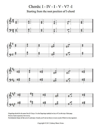 Piano Chord Progression Exercise No. 1 - 1st page