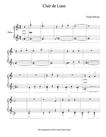 Clair de Lune Level 2 - 1st piano music sheet