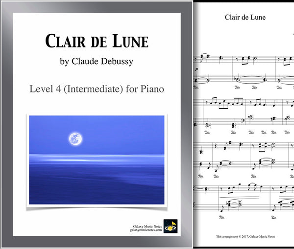 Clair de lune by Claude Debussy: Intermediate piano sheet music