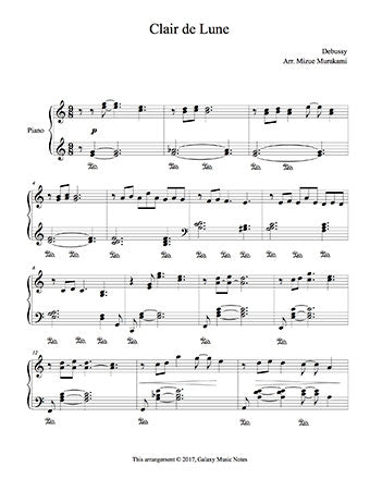 Clair de Lune level 4 - 1st piano music sheet