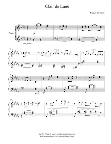 Clair de Lune: Level 5 - 1st music page