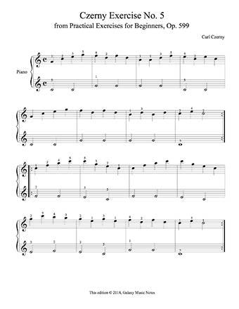 Czerny Piano Exercise No. 5 - Op. 599 - 1st music page