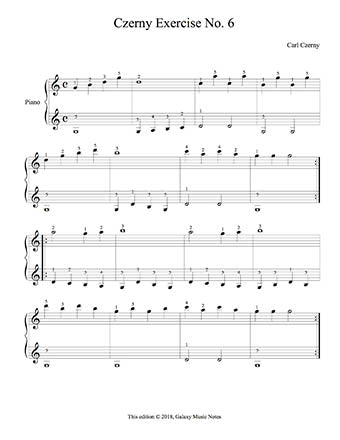 Czerny No. 6 from Op. 599 - 1st music page