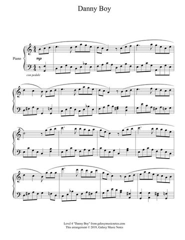 Danny Boy: Level 4 Piano sheet music - Page 1