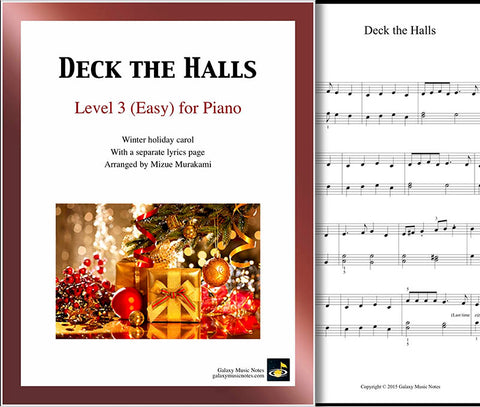 Deck the Halls Level 3 - Cover & 1st piano sheet