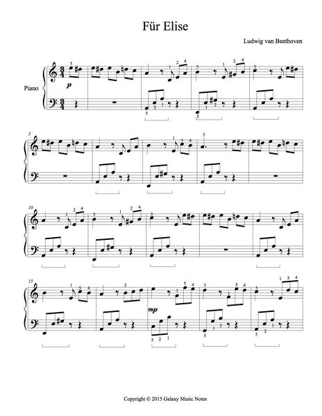F r Elise Level 4 Piano sheet music