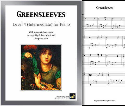 Greensleeves: Level 4 - 1st piano page & cover
