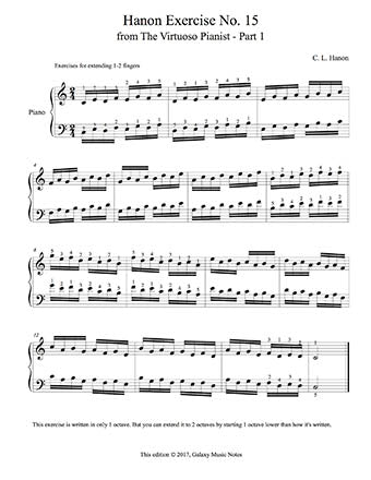 Hanon Piano Exercise No. 15 -1st page