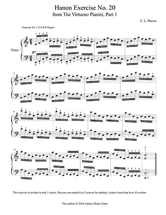 Hanon Piano Exercise No. 20 - 1st page
