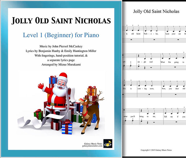 Jolly Old Saint Nicholas | Beginner's piano sheet music