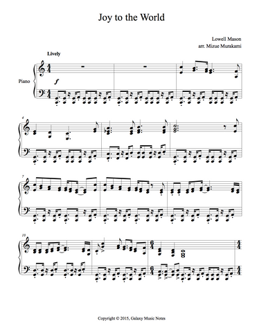 Joy to the World: Level 5 | Dancehall | 1st piano music sheet