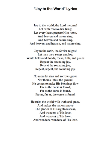 Joy to the World - Lyrics page