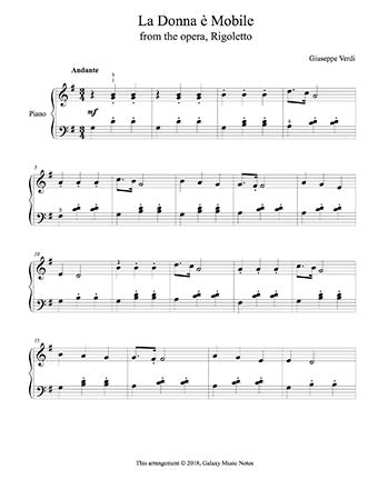 La Donna e Mobile Level 3 - 1st piano music sheet