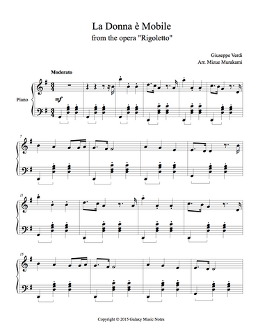 La Donna e Mobile Level 4 - 1st piano music sheet