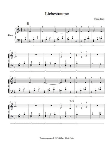 Liebestraum Level 2 - 1st piano music sheet