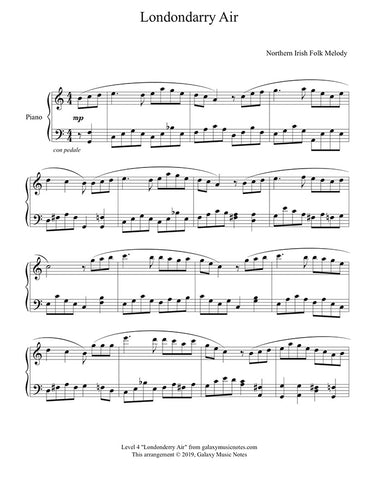 Londonderry Air: Level 4 - Piano sheet music - page 1