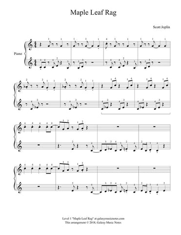 Maple Leaf Rag Level 1: Piano sheet music - Page 1