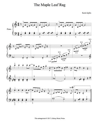 Maple Leaf Rag Level 3 - 1st piano music sheet