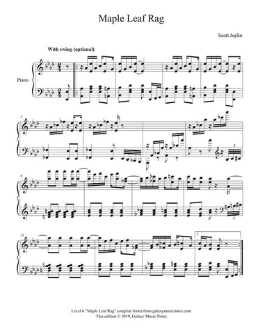 Maple Leaf Rag: Level 6 piano sheet music - page-1