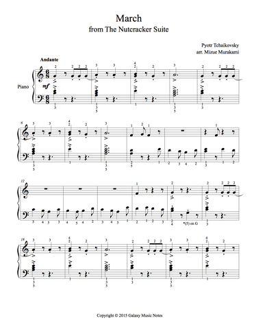 March from The Nutcracker: Level 2 - 1st piano music sheet