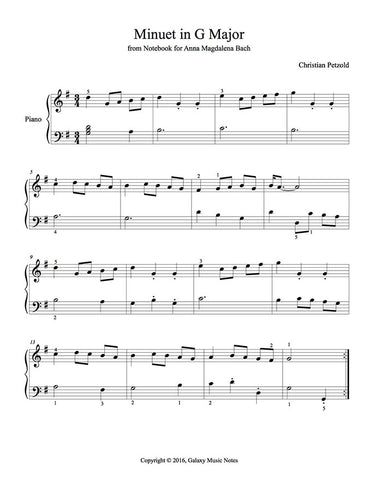 Minuet in G Major - 1st piano music sheet