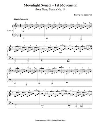 Moonlight Sonata 1st MVMT | Level 4 - 1st piano music sheet