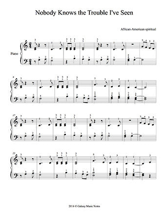 Nobody Knows the Trouble I've Seen Level 2: 1st piano sheet