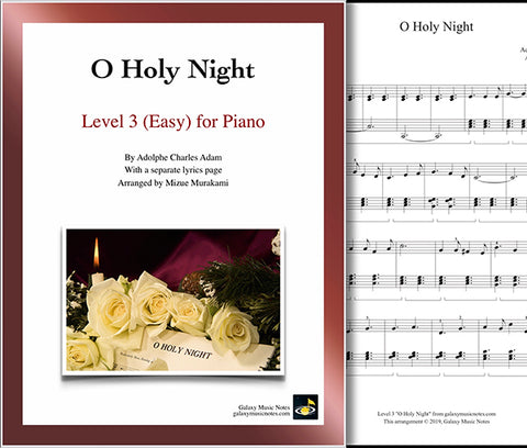 O Holy Night: Level 3 - 1st piano page & cover