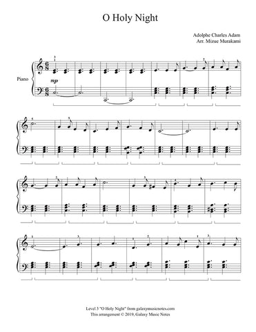 O Holy Night: Level 3 piano sheet music - Page 1