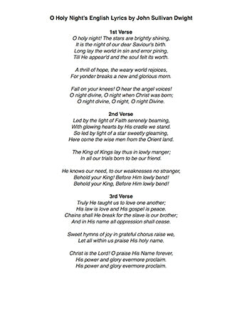 O Holy Night Level 2 - Lyrics page