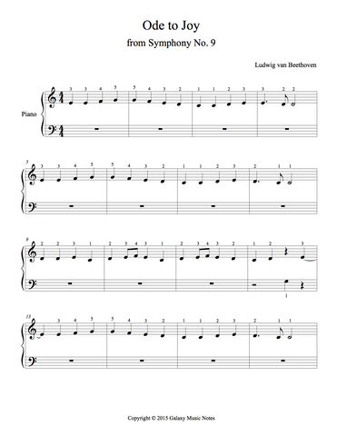 Ode to Joy Level 1 - 1st piano music sheet