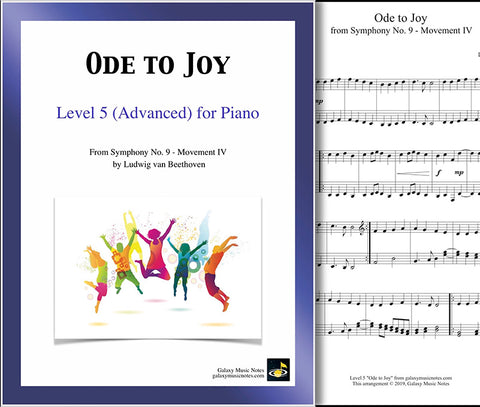 Ode to Joy: Level 5 - 1st piano page & cover