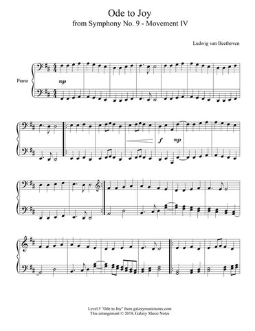 Ode to Joy: Level 5 Piano sheet music - Page 1