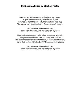 Oh! Susanna - Lyrics page