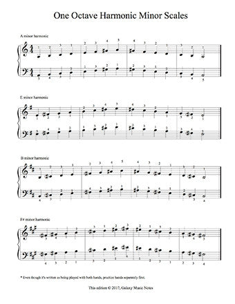 1 Octave Harmonic Minor Scales - 1st page