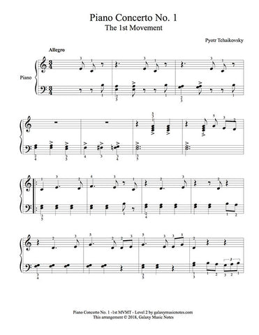 Piano Concerto No. 1: 1st MVMT | Level 2 | 1st piano sheet