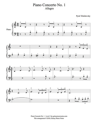 Piano Concerto No. 1: 1st MVMT | Level 1 | 1st piano sheet