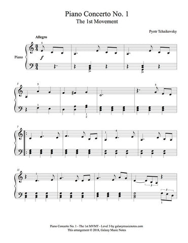 Piano Concerto No. 1 | 1st MVMT | Level 3 | 1st piano sheet