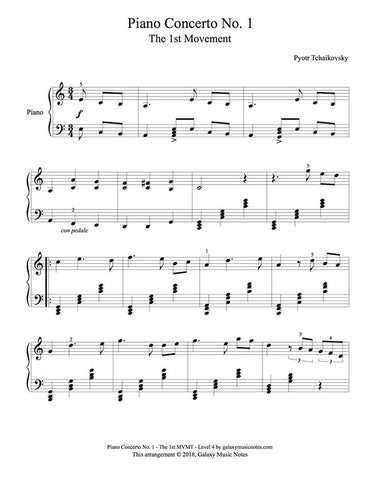 Piano Concerto No. 1: 1st MVMT | Level 4 | 1st piano sheet