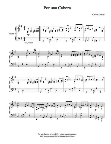 Por una cabeza Level 5 - 1st piano music sheet