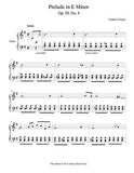 Prelude in E Minor by Chopin Level 4 - 1st piano music sheet