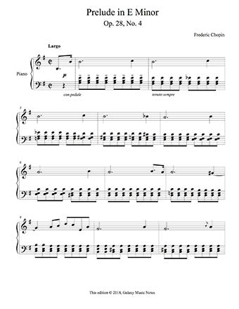 Prelude in E Minor by Chopin Level 4 - 1st piano music sheet