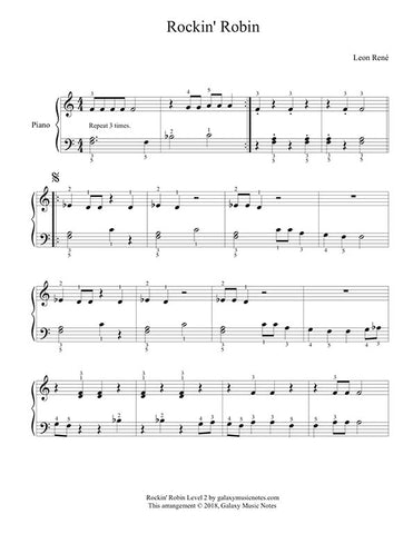 Rockin' Robin Level 2 - 1st piano music sheet